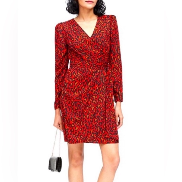 Banana Republic Animal Print Wrap Dress Size 4 - Picture 1 of 11